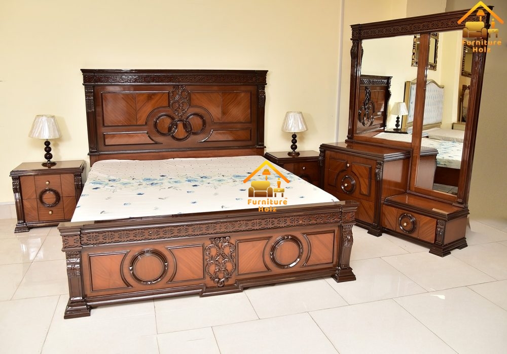 Circle Walnut Wooden Bridal Bedroom Set