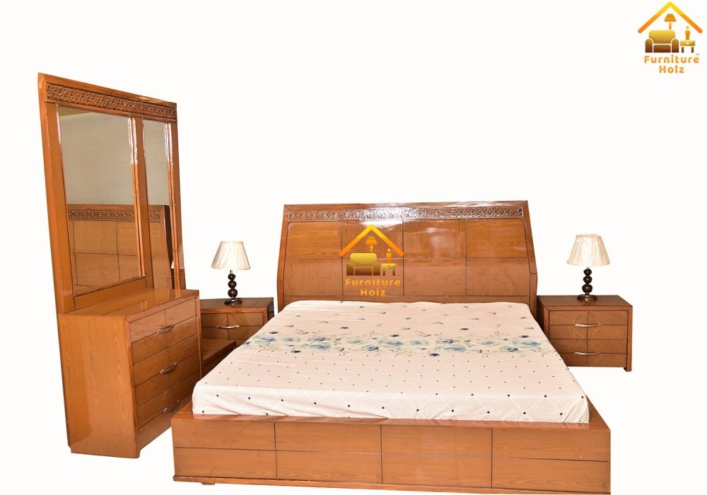 Rectangle Precision High Gloss Polish Fancy Bedroom Set