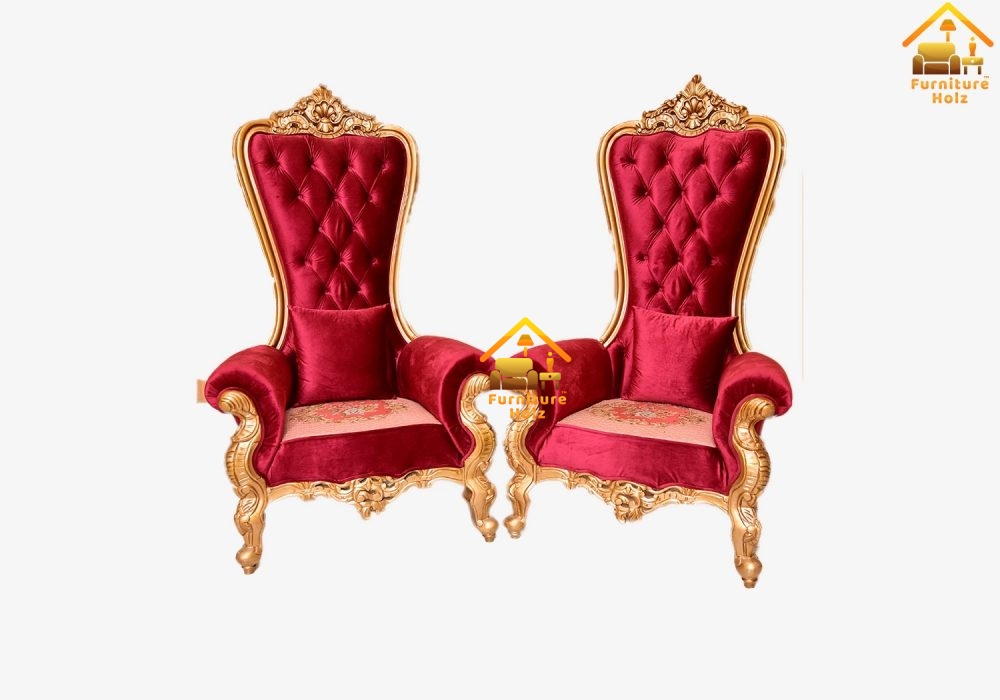 Red Velvet High Back Sofa Chairs